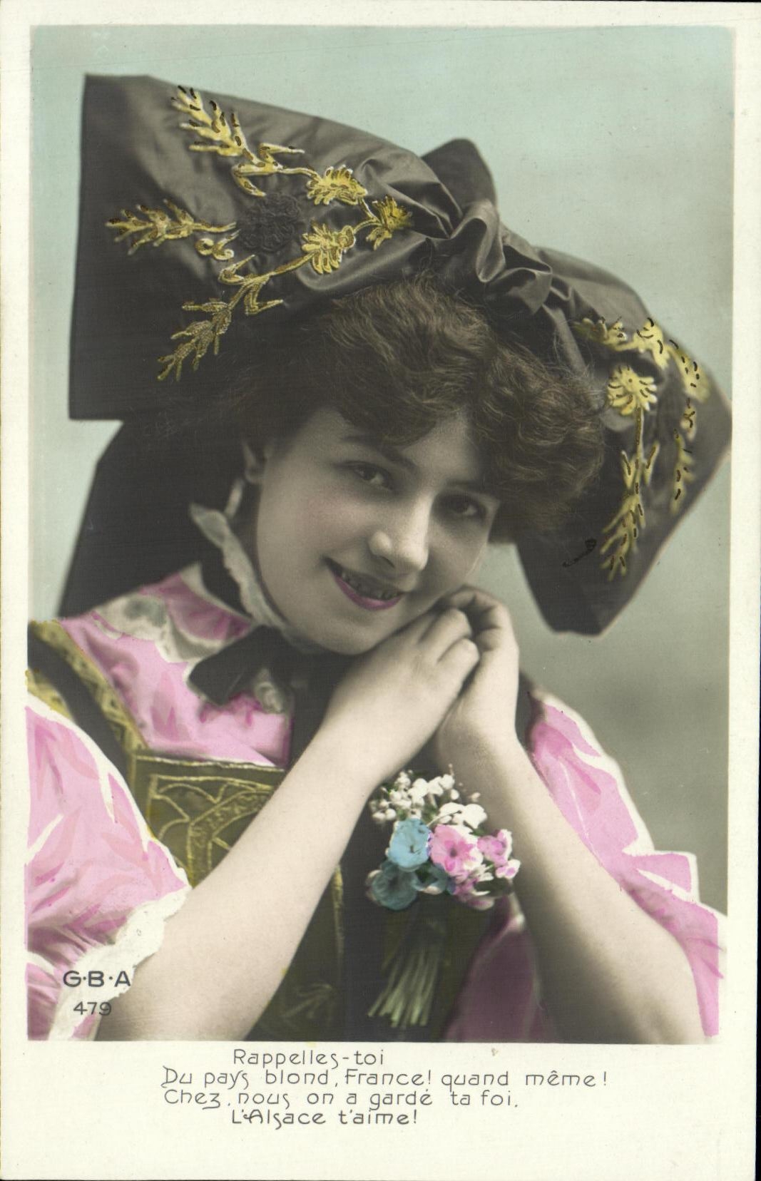 CPA Fantaisie Femme Alsace Folklore Costume