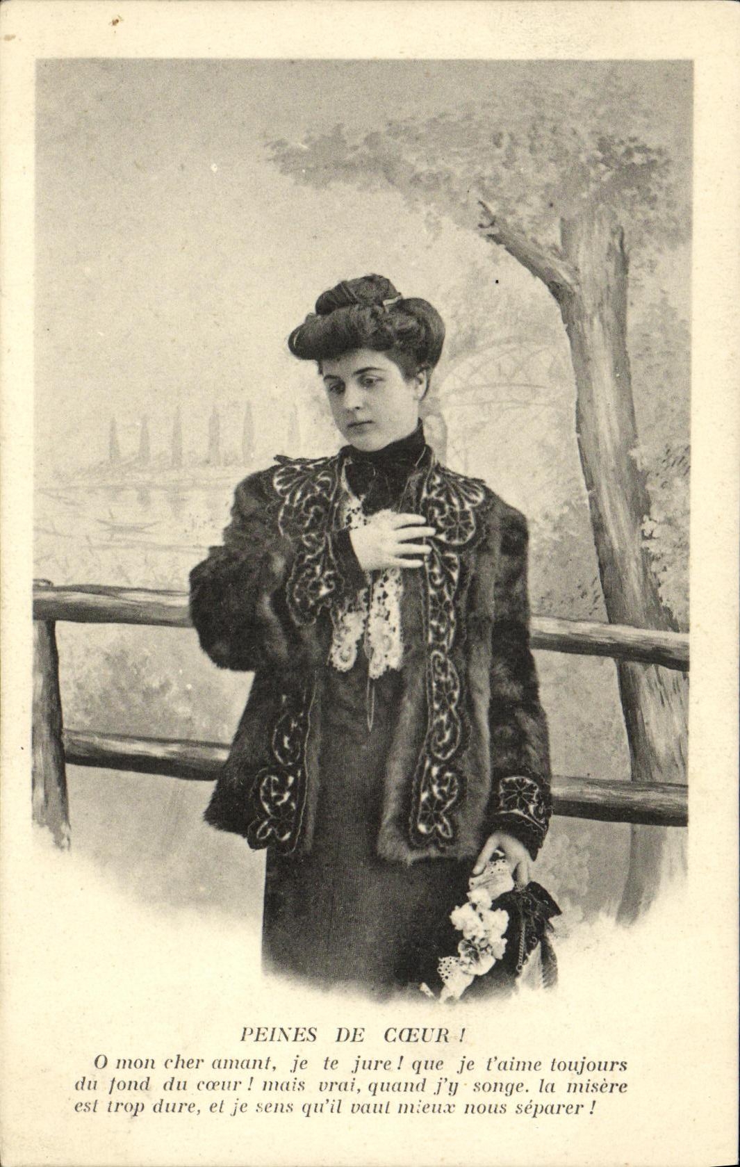 CPA Fantaisie Femme Peines de coeur