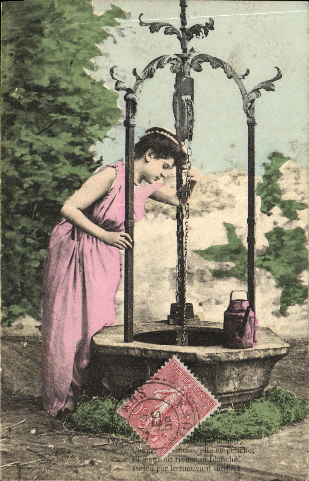 CPA Fantaisie Femme Le puits