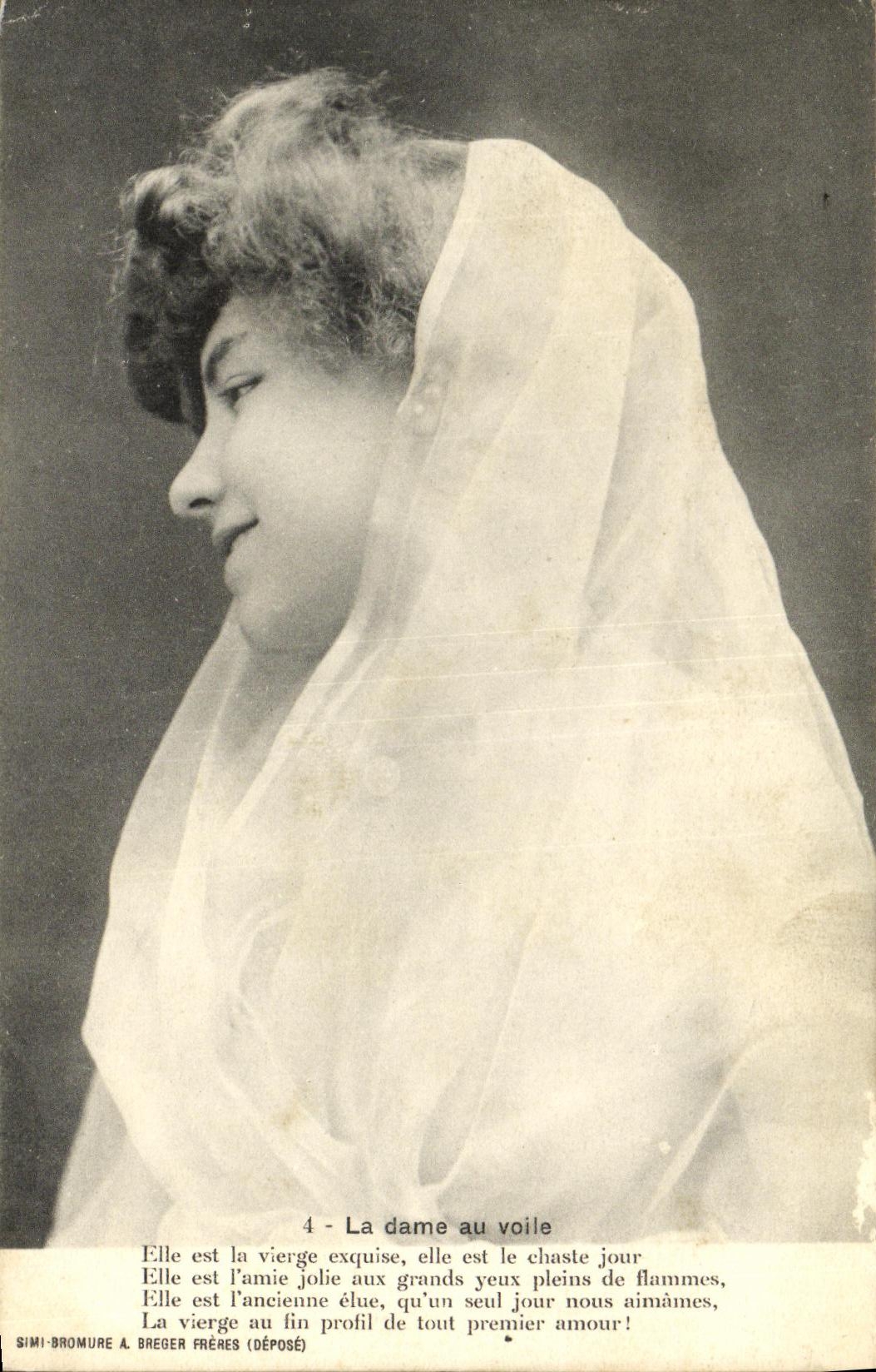 CPA Fantaisie Femme La dame au voile