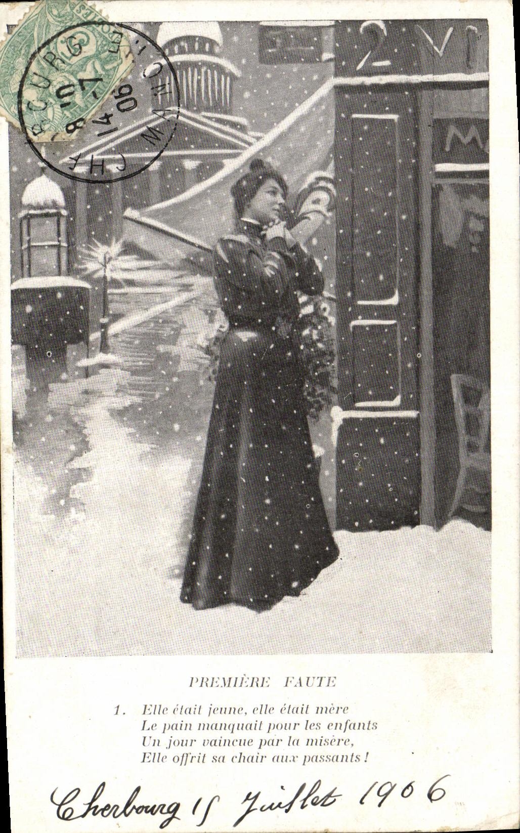 CPA Fantaisie Femme Premiere faute Cherbourg