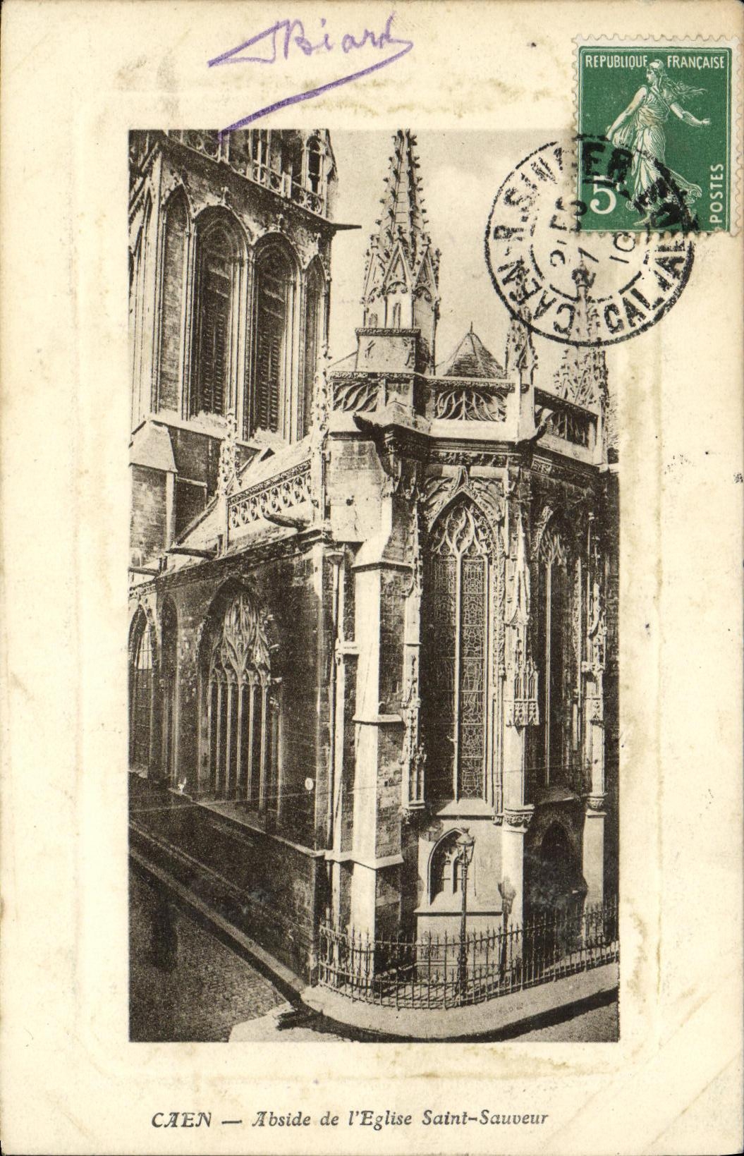 VINTAGE POSTCARD Caen Apse of L Church Saint Saver
