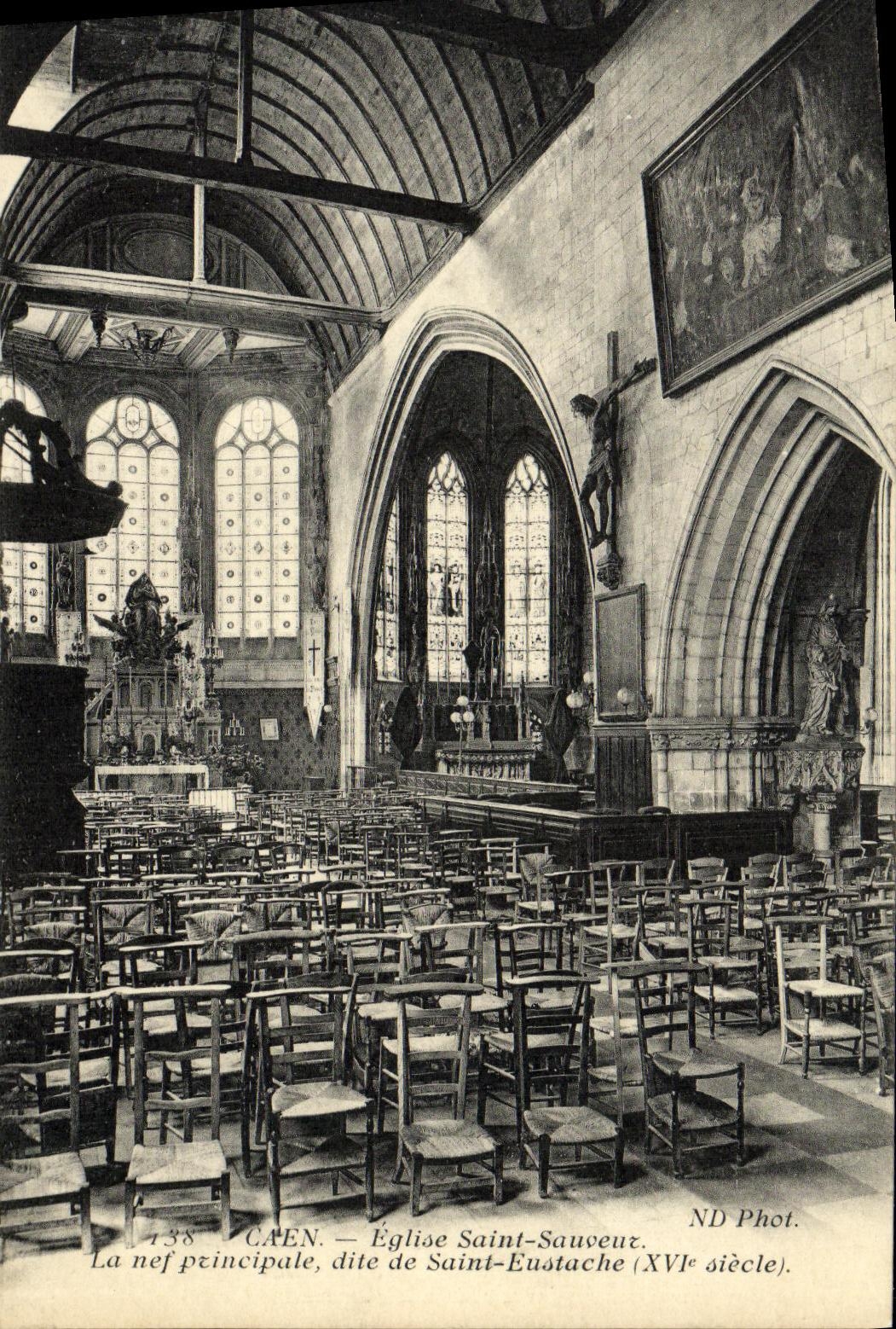 VINTAGE POSTCARD Caen L Church St Saver the principal nave known as of Sainte Eustace