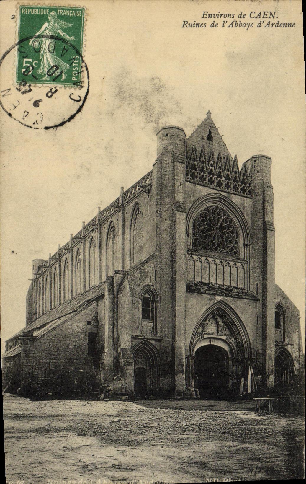 VINTAGE POSTCARD Caen Surroundings Ruins of L Abbey D Ardenne