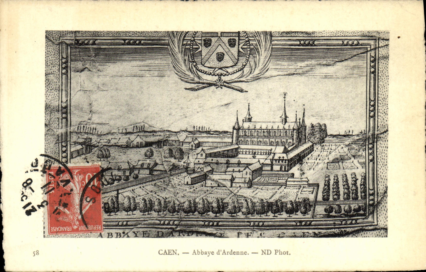 VINTAGE POSTCARD Caen Abbey D Ardenne