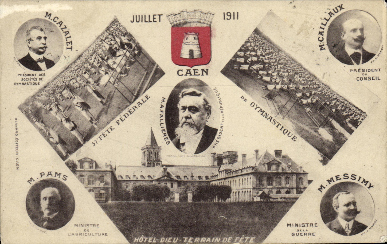 VINTAGE POSTCARD Caen Hotel God Ground Of Festival Celebrates of gymnastics 1911