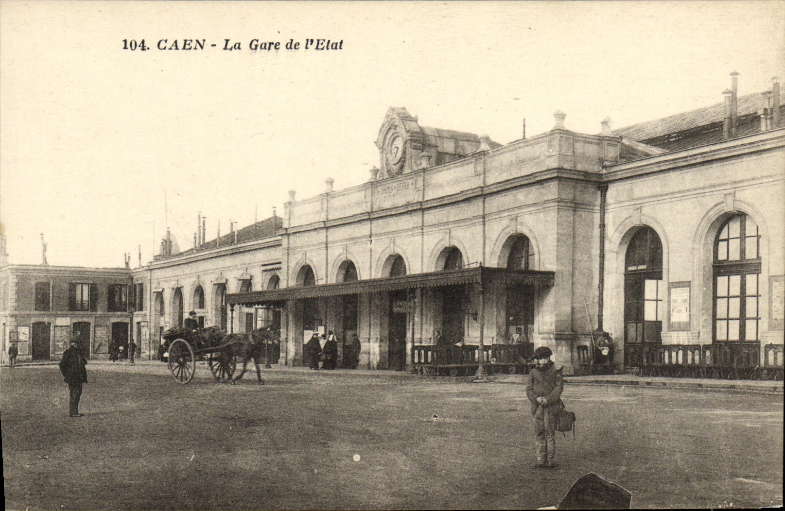 VINTAGE POSTCARD Caen Train station of L Elat