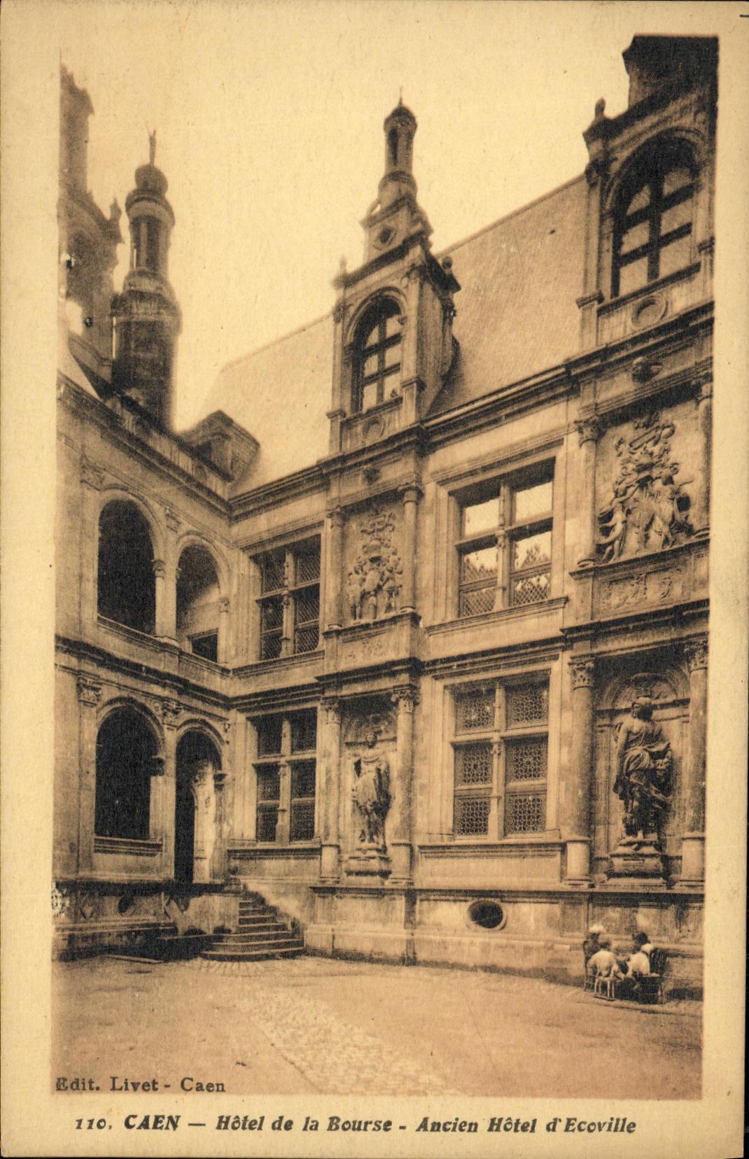 VINTAGE POSTCARD Caen Old Hotel D Ecoville of the Stock Exchange