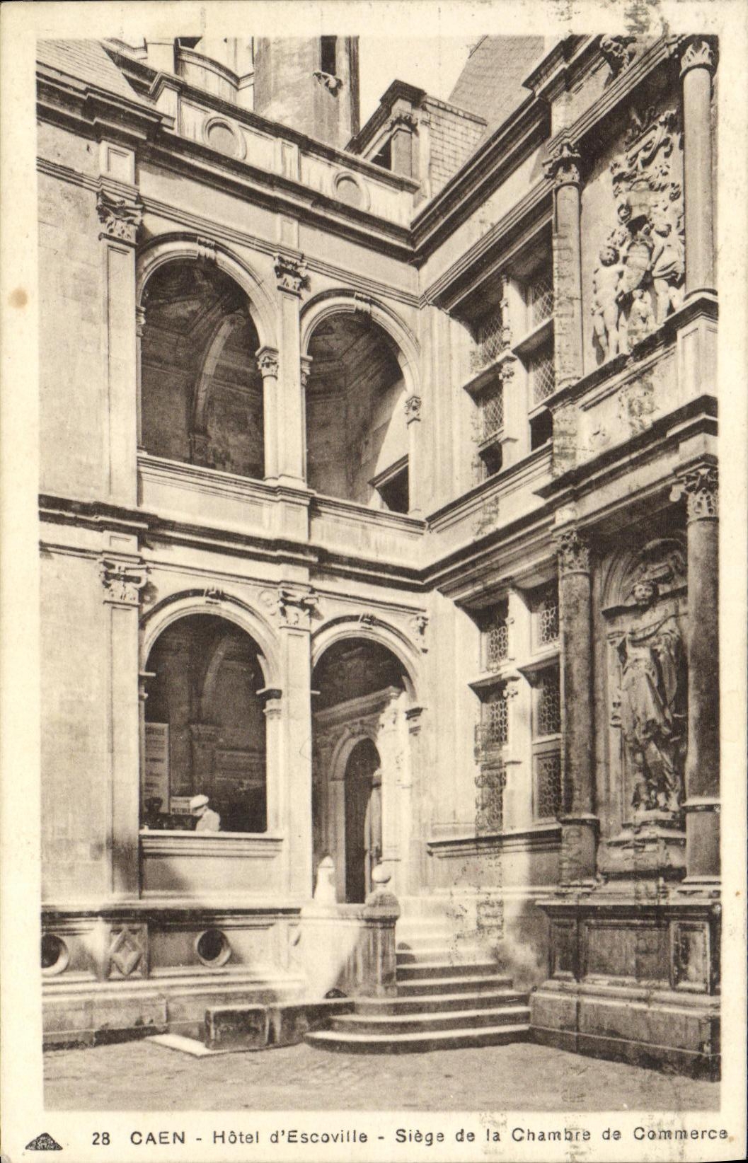 VINTAGE POSTCARD Caen Hotel D Escoville Sits of the chamber of commerce