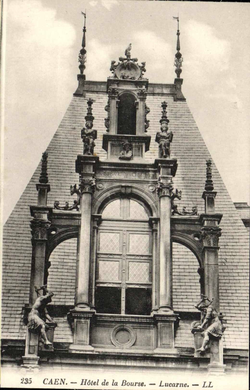 VINTAGE POSTCARD Caen Hotel of the Stock Exchange Attic window