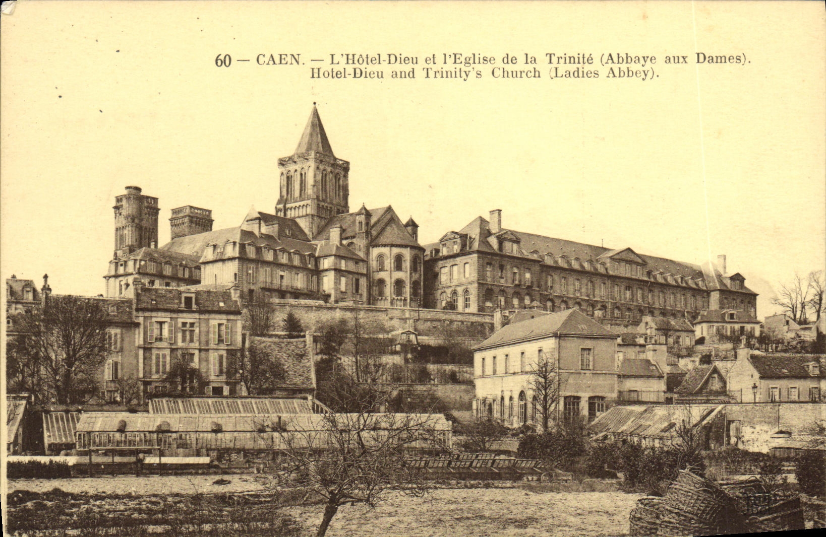VINTAGE POSTCARD Caen Hotel God and L church of the Trinity abbey to the Ladies
