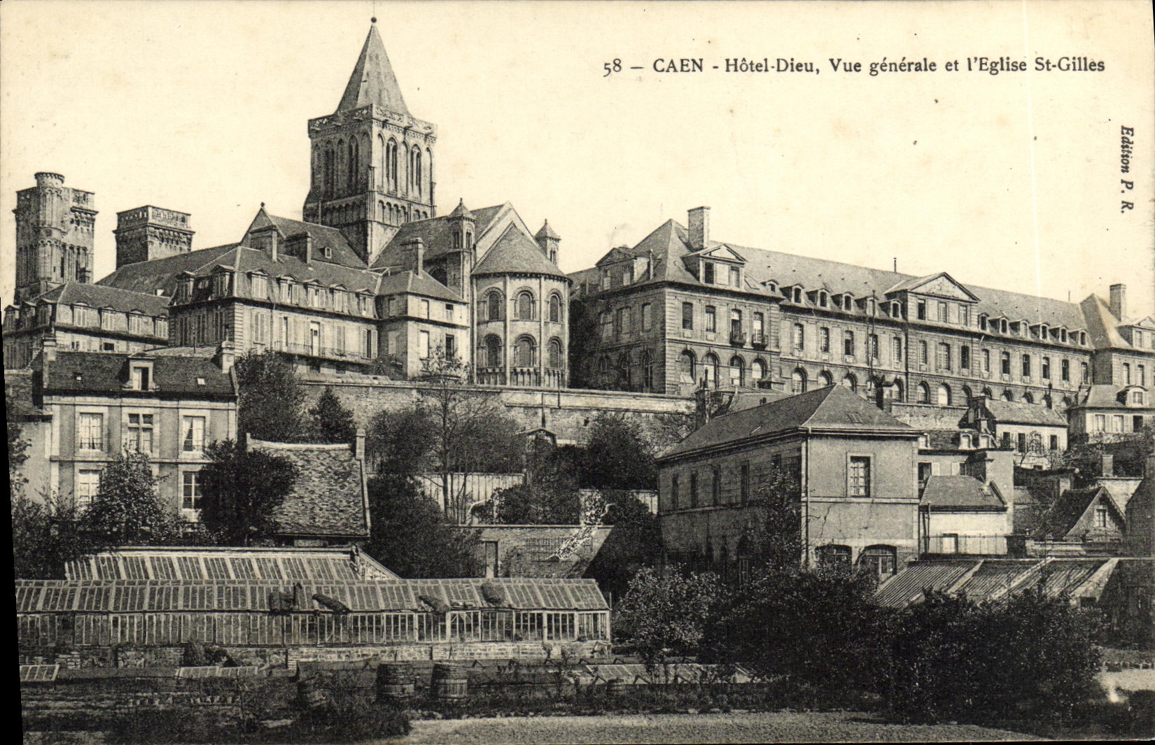 VINTAGE POSTCARD Caen Hotel God View and L Church St Gilles