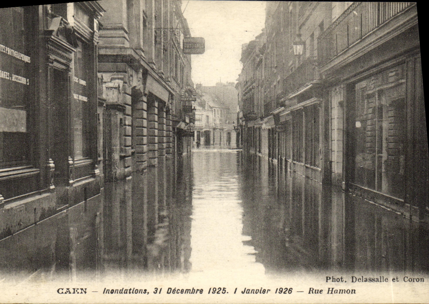 VINTAGE POSTCARD Caen Floods December 31st  1925 January 1st  1926 Rue Hamon