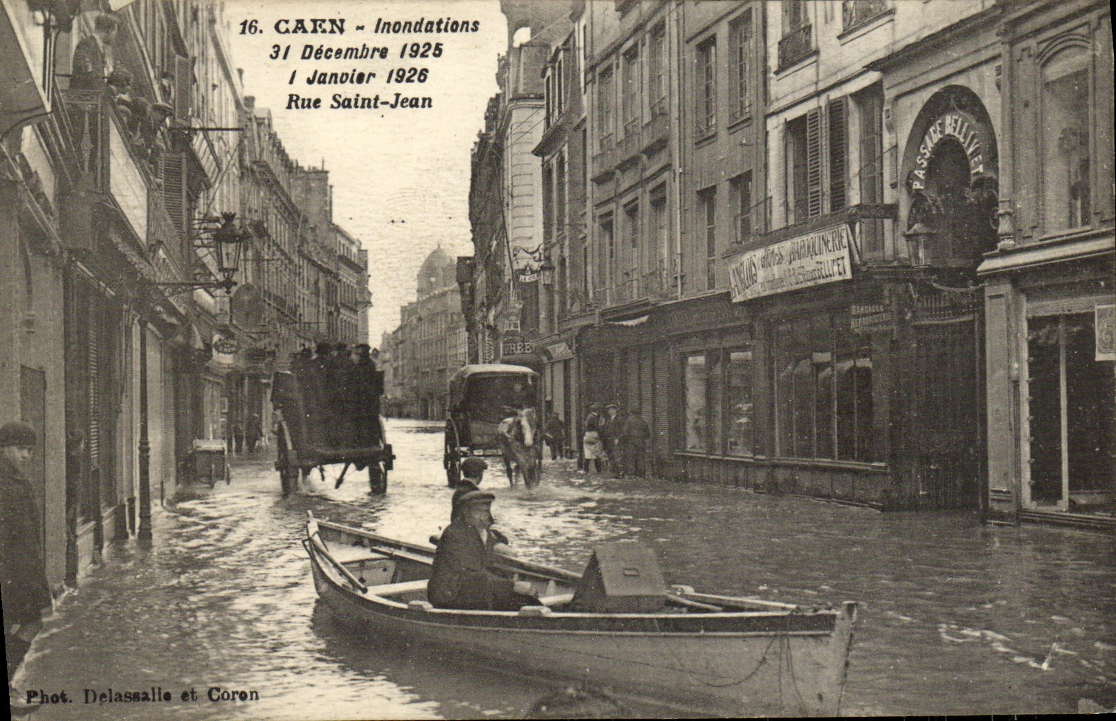 VINTAGE POSTCARD Caen Floods December 31st  1925 Holy January 1st  1926 Rue Jean