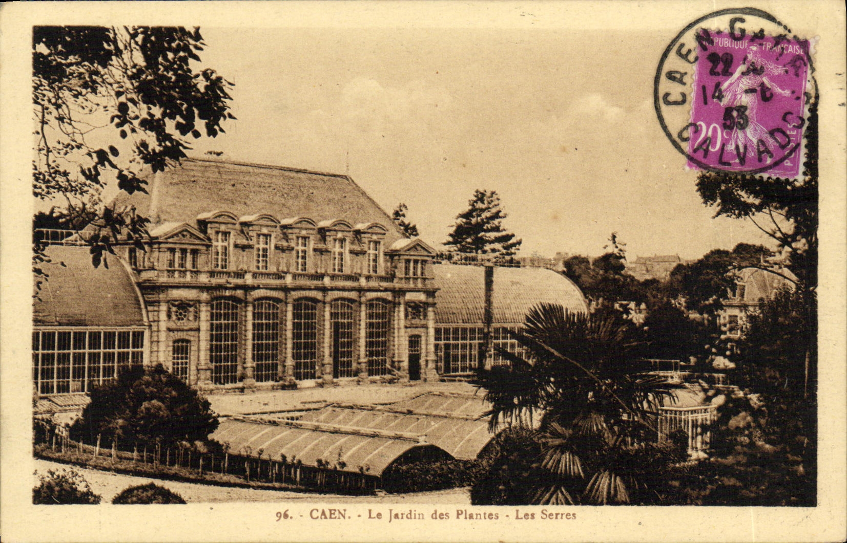 VINTAGE POSTCARD Caen the Garden of Plants Greenhouses