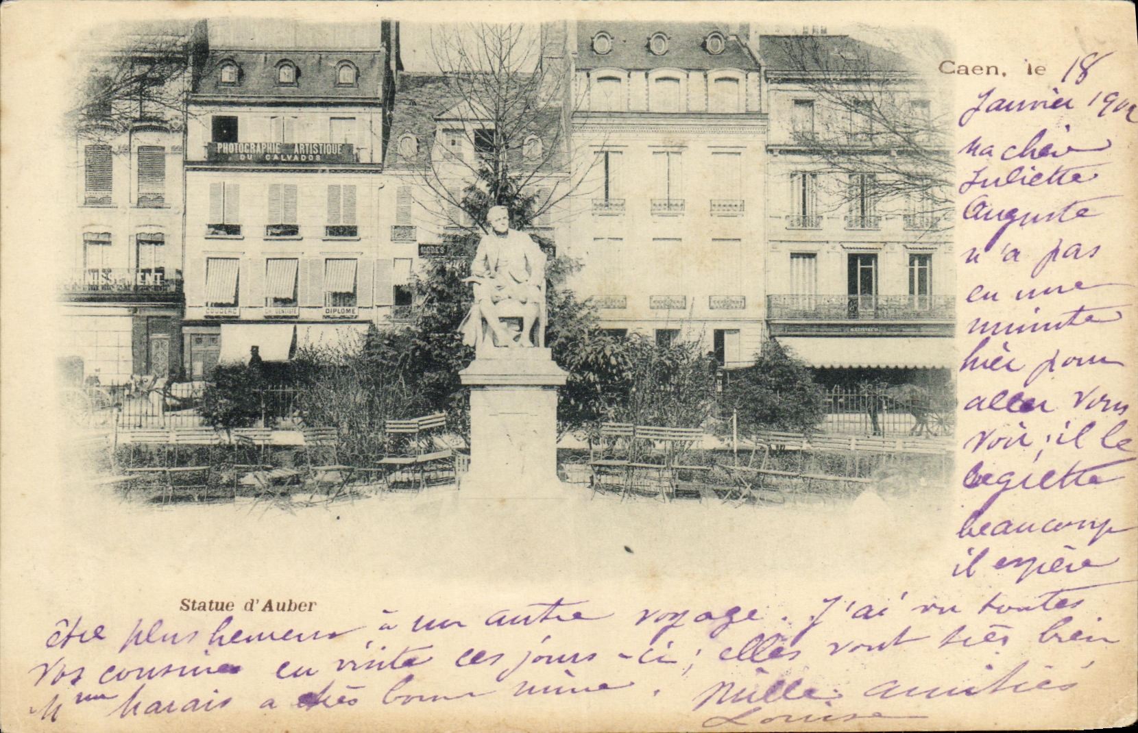 VINTAGE POSTCARD Caen Rules D Auber