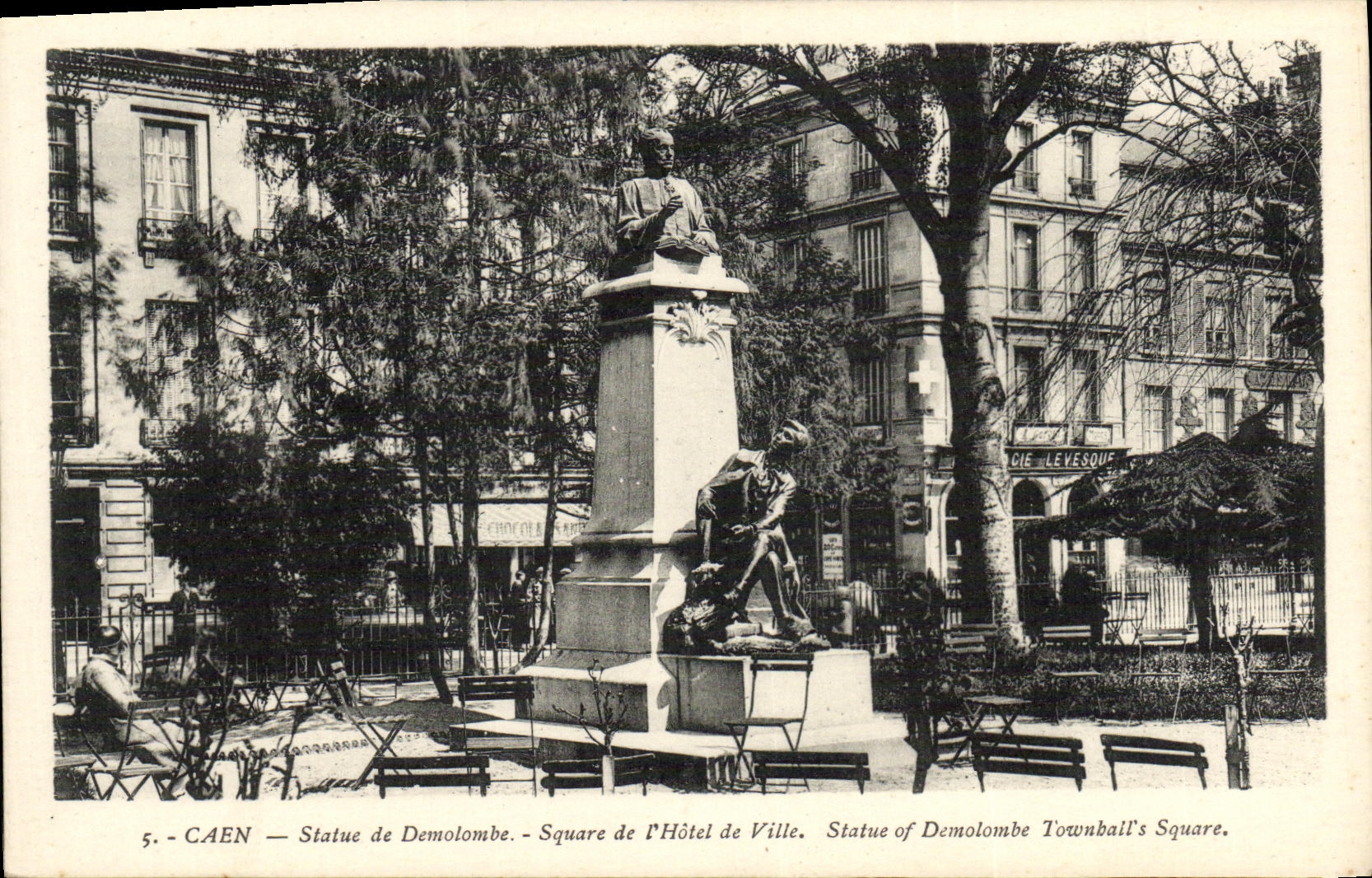 VINTAGE POSTCARD Caen Rules of Demolombe Square of L Town hall