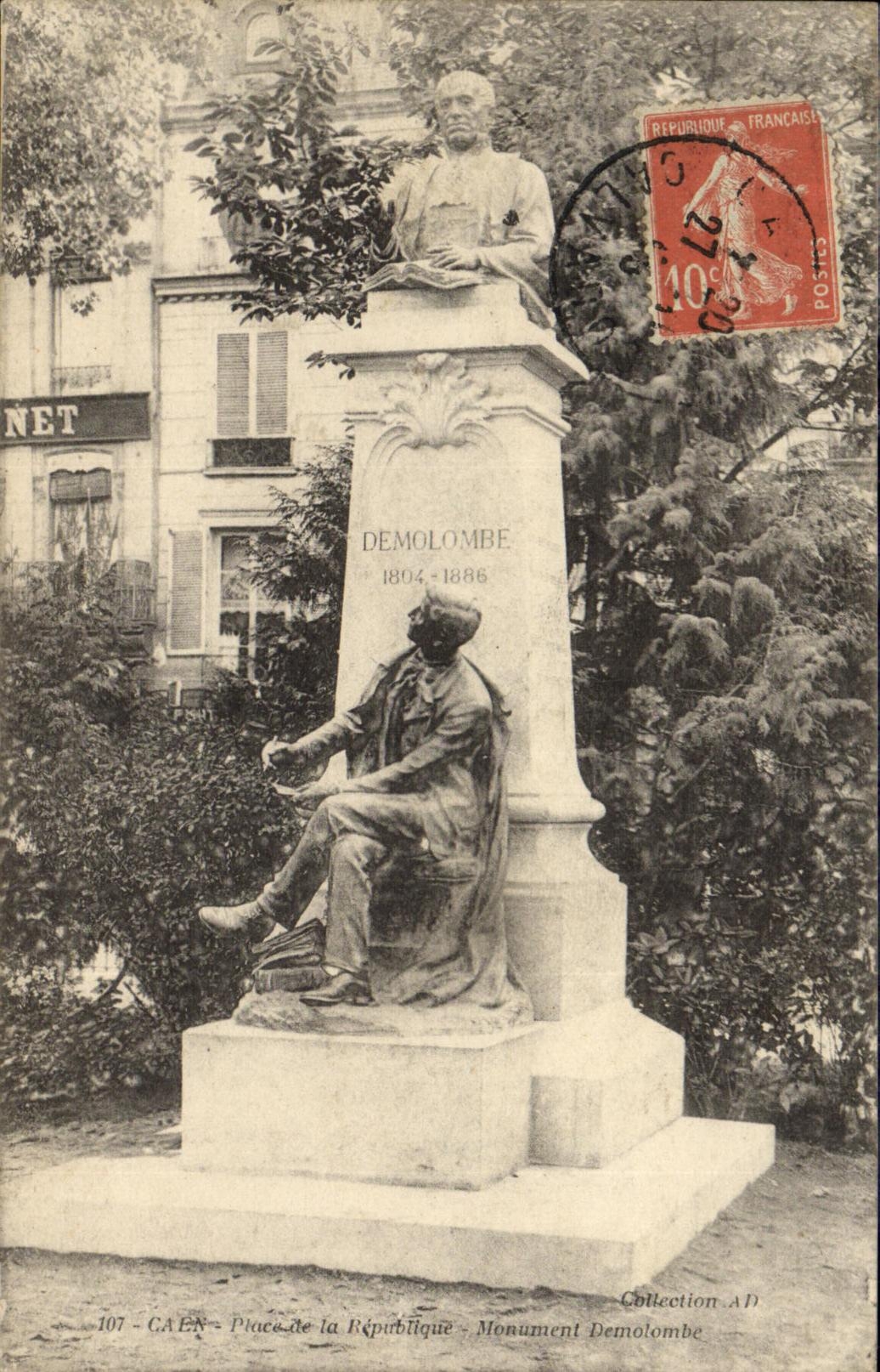 VINTAGE POSTCARD Caen Places Republic Demolombe Monument