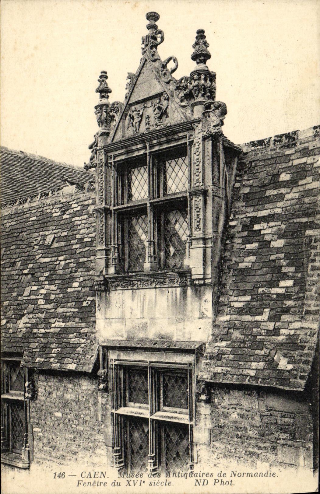 VINTAGE POSTCARD Caen Musee of the Antique dealers of Normandy Fenestrates 16th
