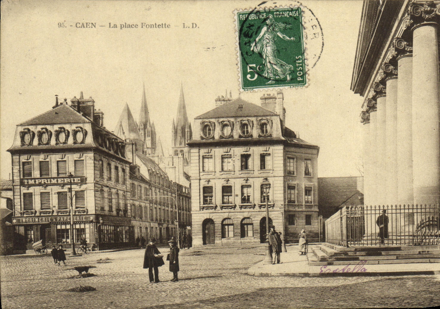 VINTAGE POSTCARD Caen the Fonlette Place