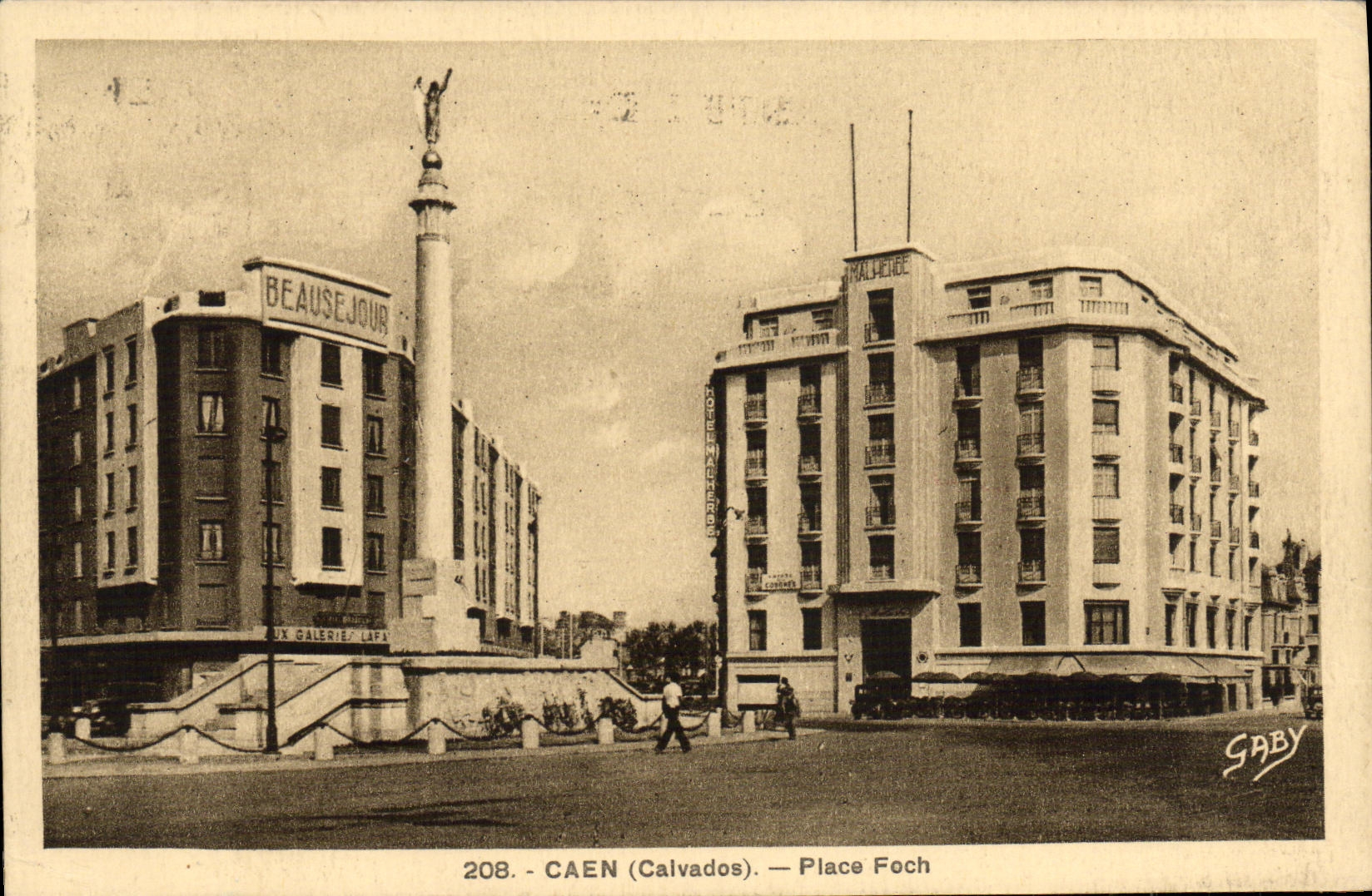 VINTAGE POSTCARD Caen Places Foch Beausejour