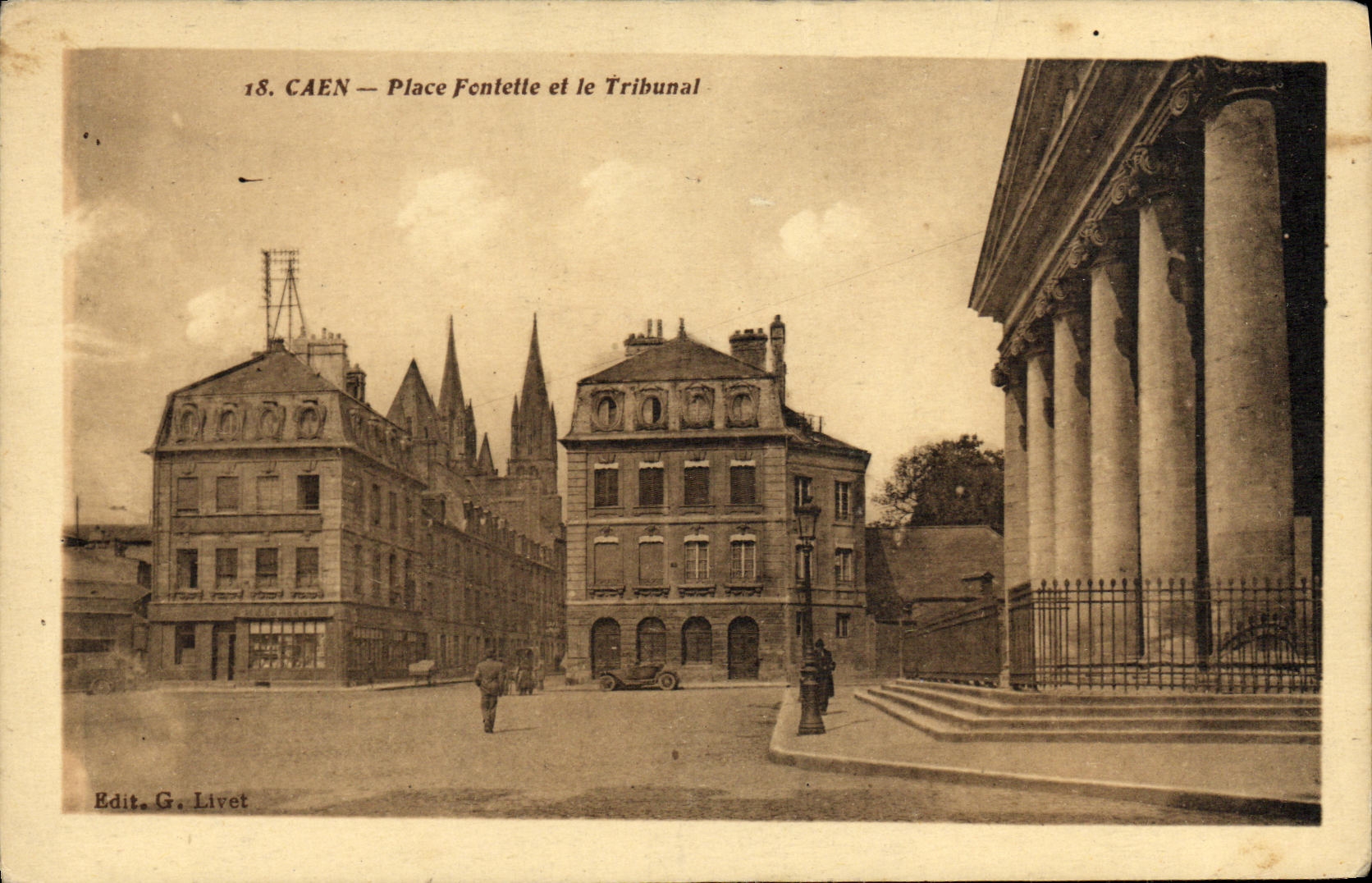 VINTAGE POSTCARD Caen Places Fontelle and the Court