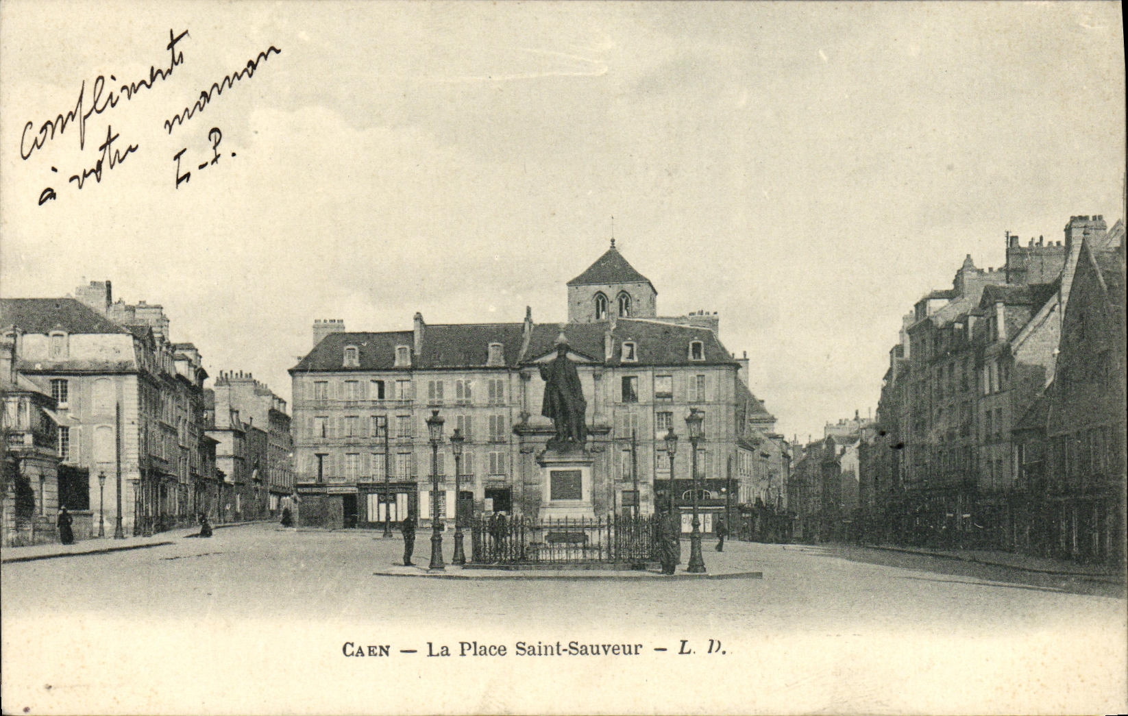 VINTAGE POSTCARD Caen Places holy Sauveur