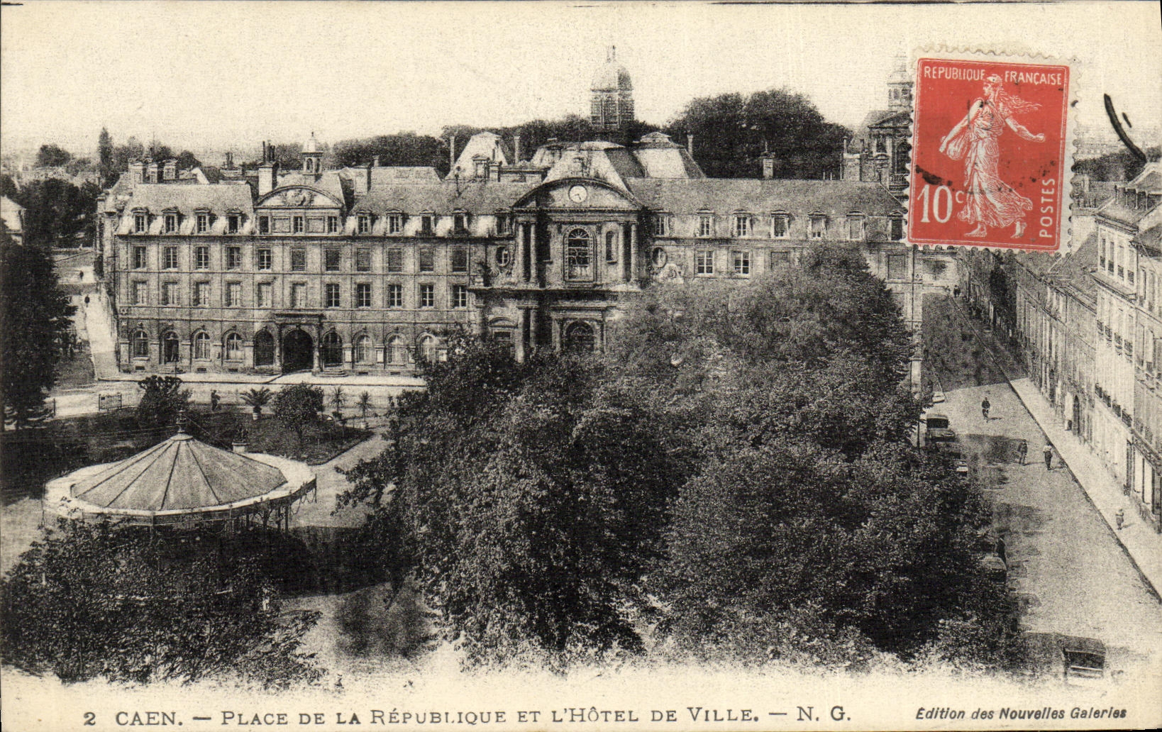 VINTAGE POSTCARD Caen Places Of Repubique And L Town hall