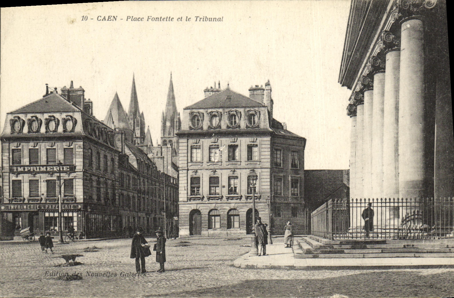VINTAGE POSTCARD Caen Places Fontette and the Court