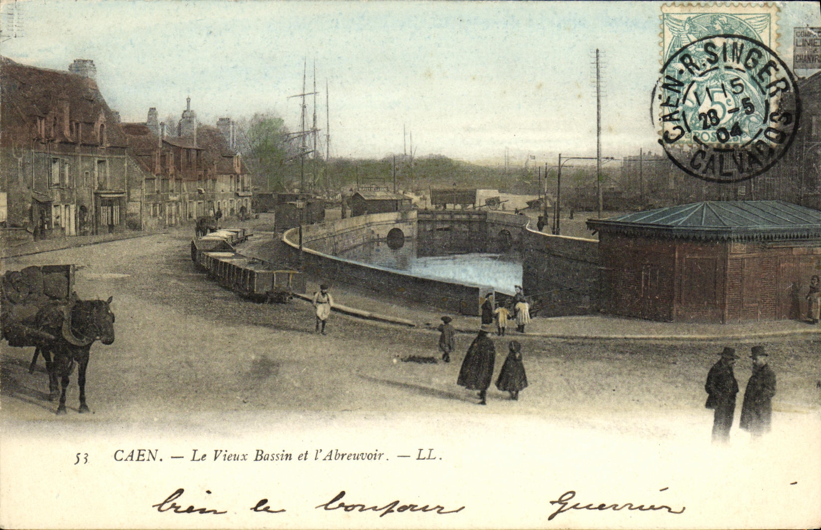 VINTAGE POSTCARD Caen the Old Basin and L Feeding trough