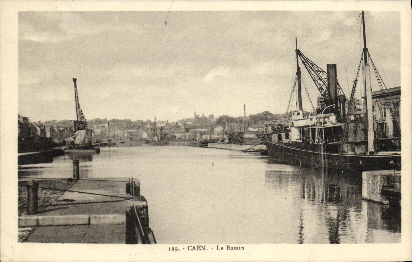 VINTAGE POSTCARD Caen the Basin Boat