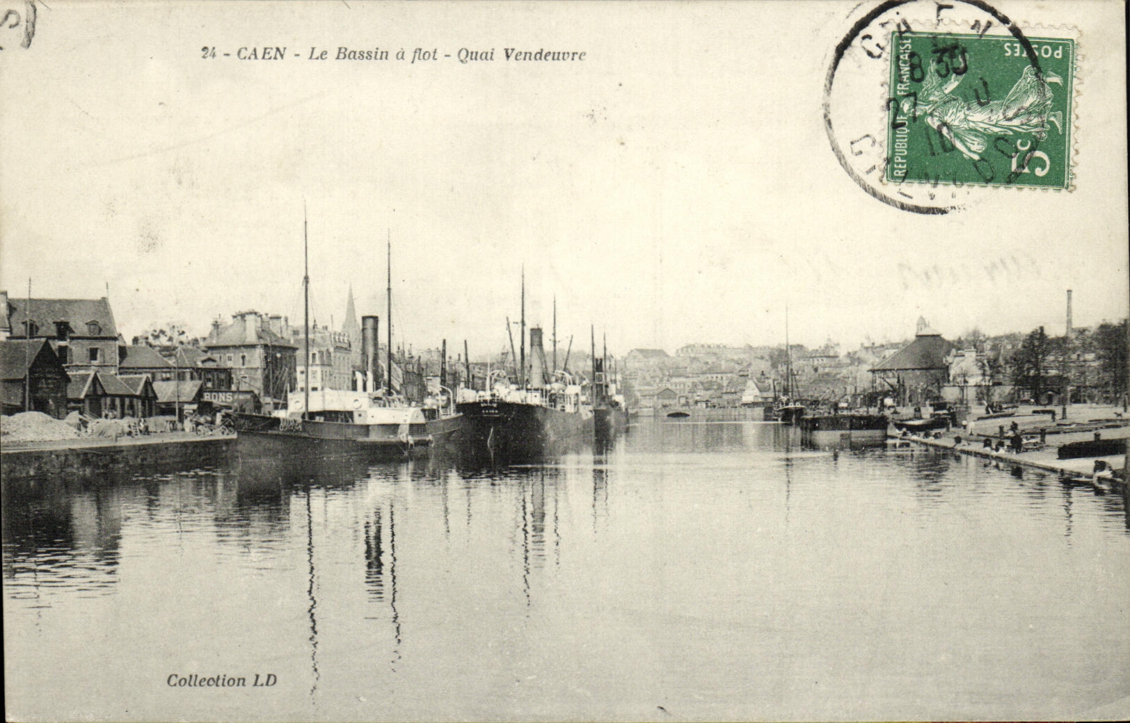 VINTAGE POSTCARD Caen the Wet dock Quai Vendeuvre Bateaux