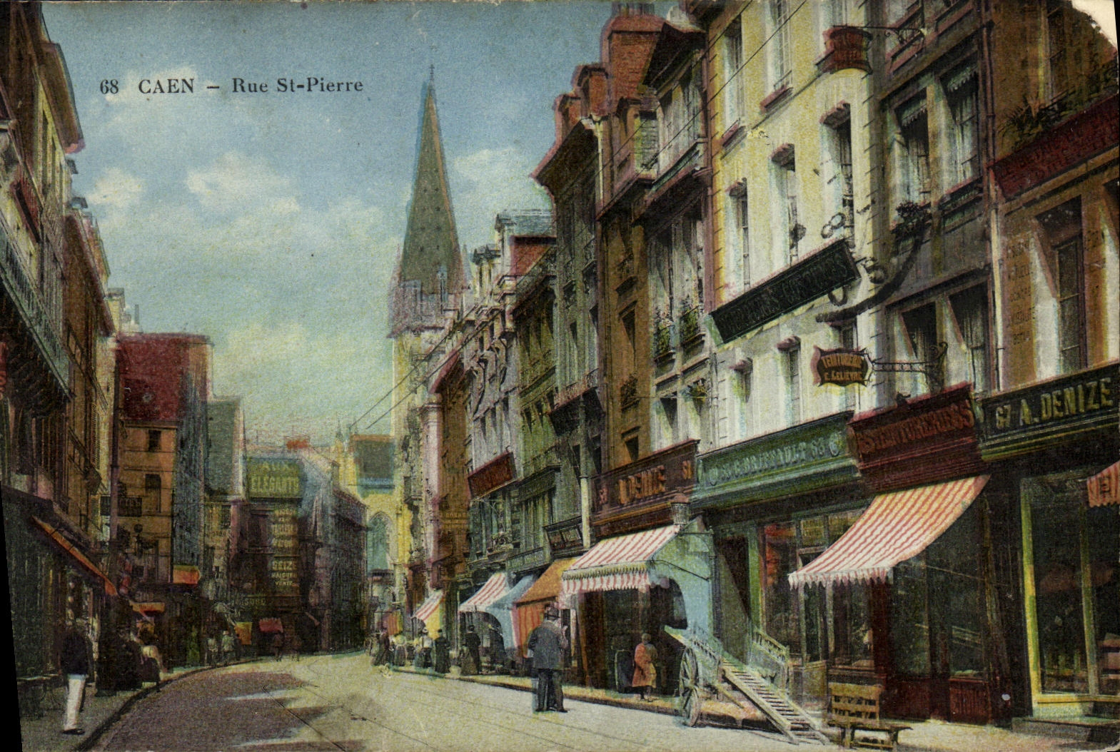 VINTAGE POSTCARD Caen Street St Pierre