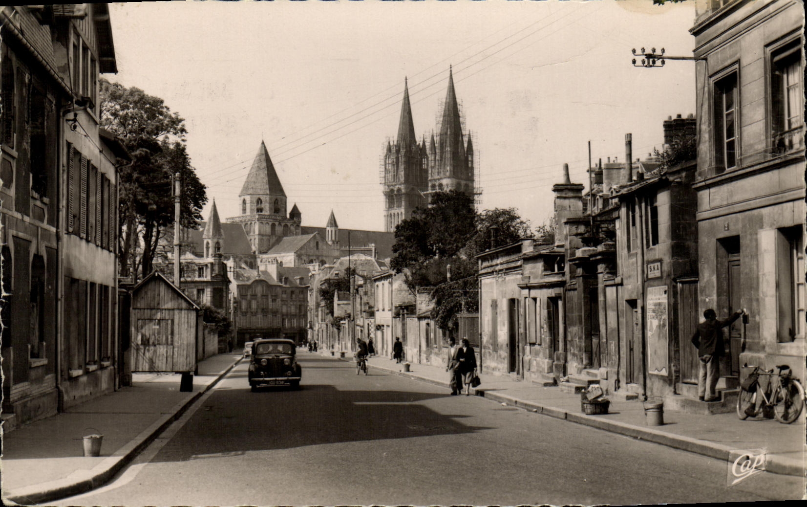 CPSM Caen Street St Manvieux and L Church St Etienne