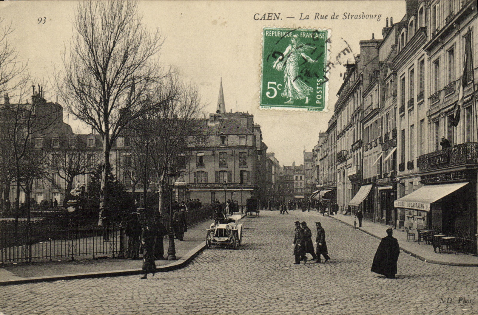 VINTAGE POSTCARD Caen the Automobile Street of Strasbourg