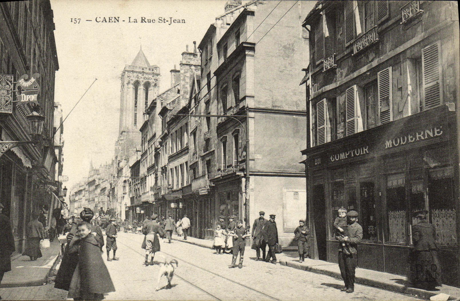 VINTAGE POSTCARD Caen the Street St Modern Jean Counter