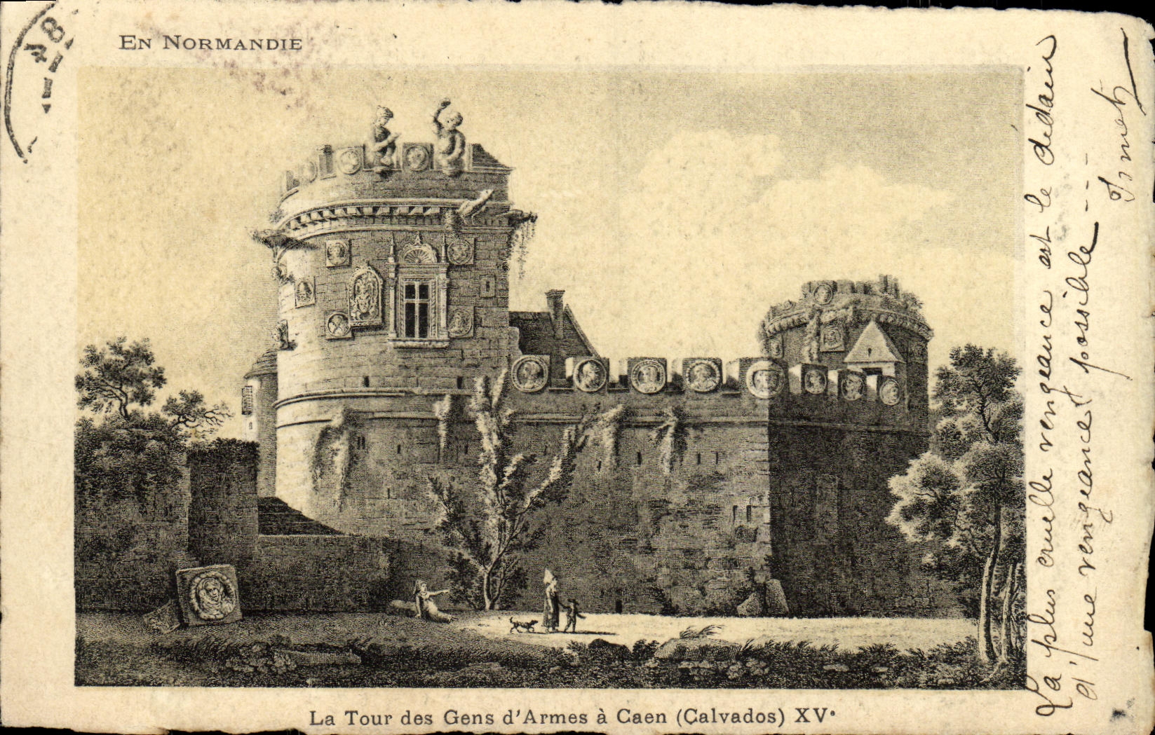 VINTAGE POSTCARD Caen the Tower of People D Weapons has Caen