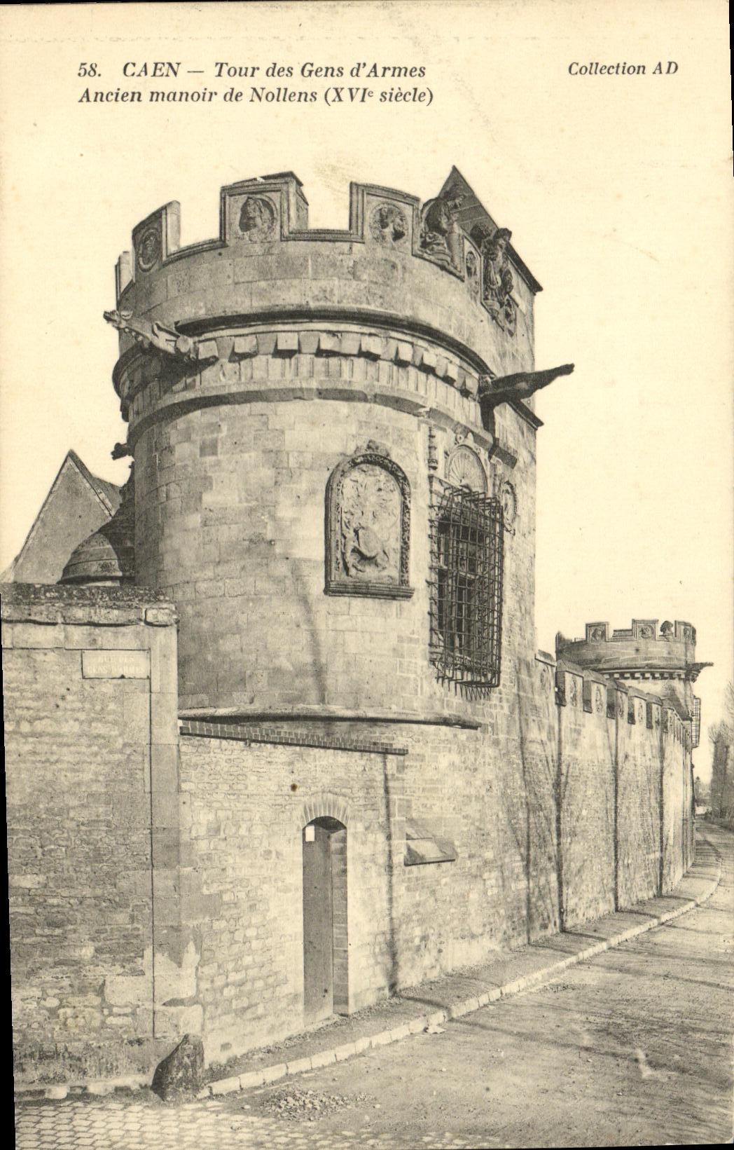 VINTAGE POSTCARD Caen the Tower of People D Weapons Old Manor of Nollens