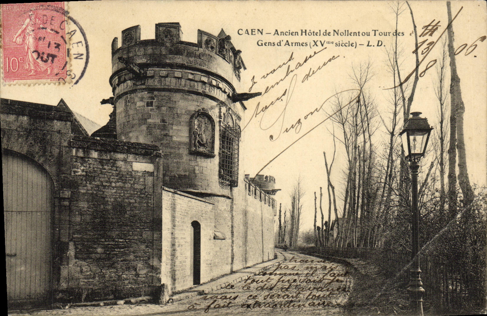VINTAGE POSTCARD Caen Old Hotel of Nollent to the Tower of People D Weapons