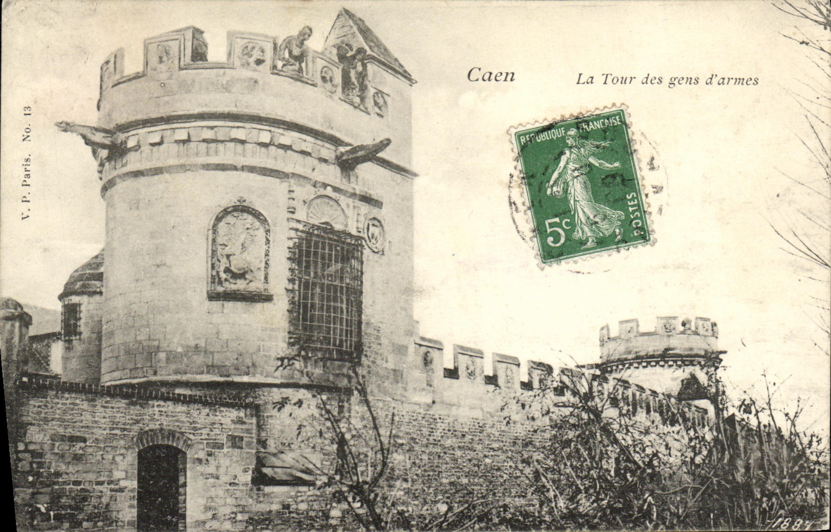 VINTAGE POSTCARD Caen the Tower known as of People D Weapons