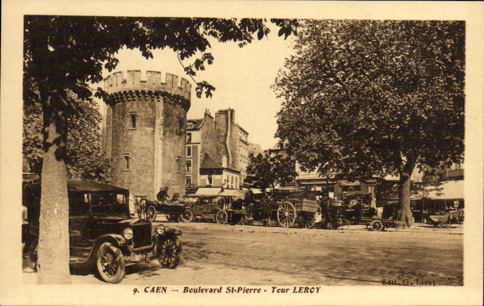 VINTAGE POSTCARD Caen Boulevard Saint Pierre Turn Automobile Roy
