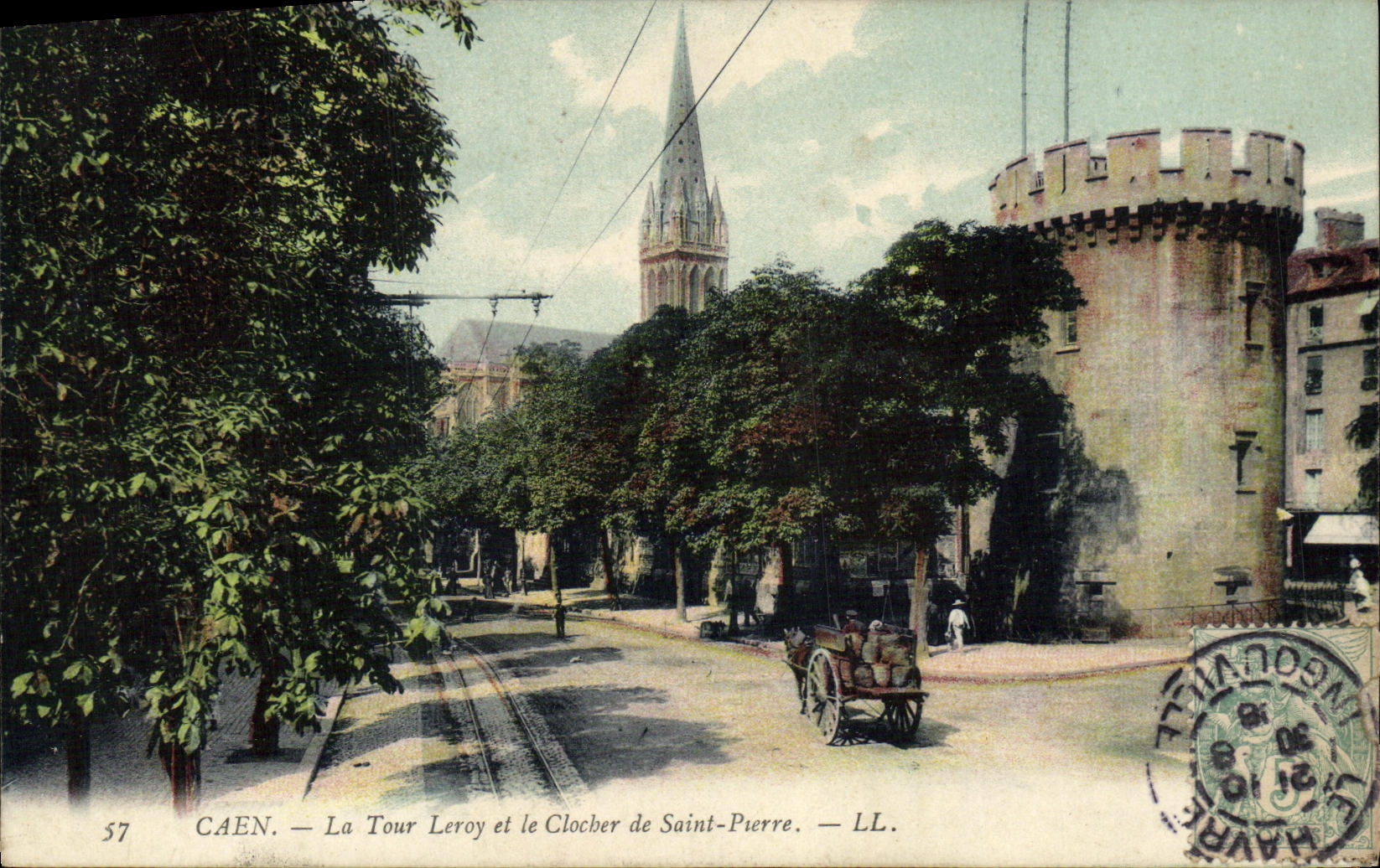 VINTAGE POSTCARD Caen the Leroy Tower and Clocber of Saint Pierre