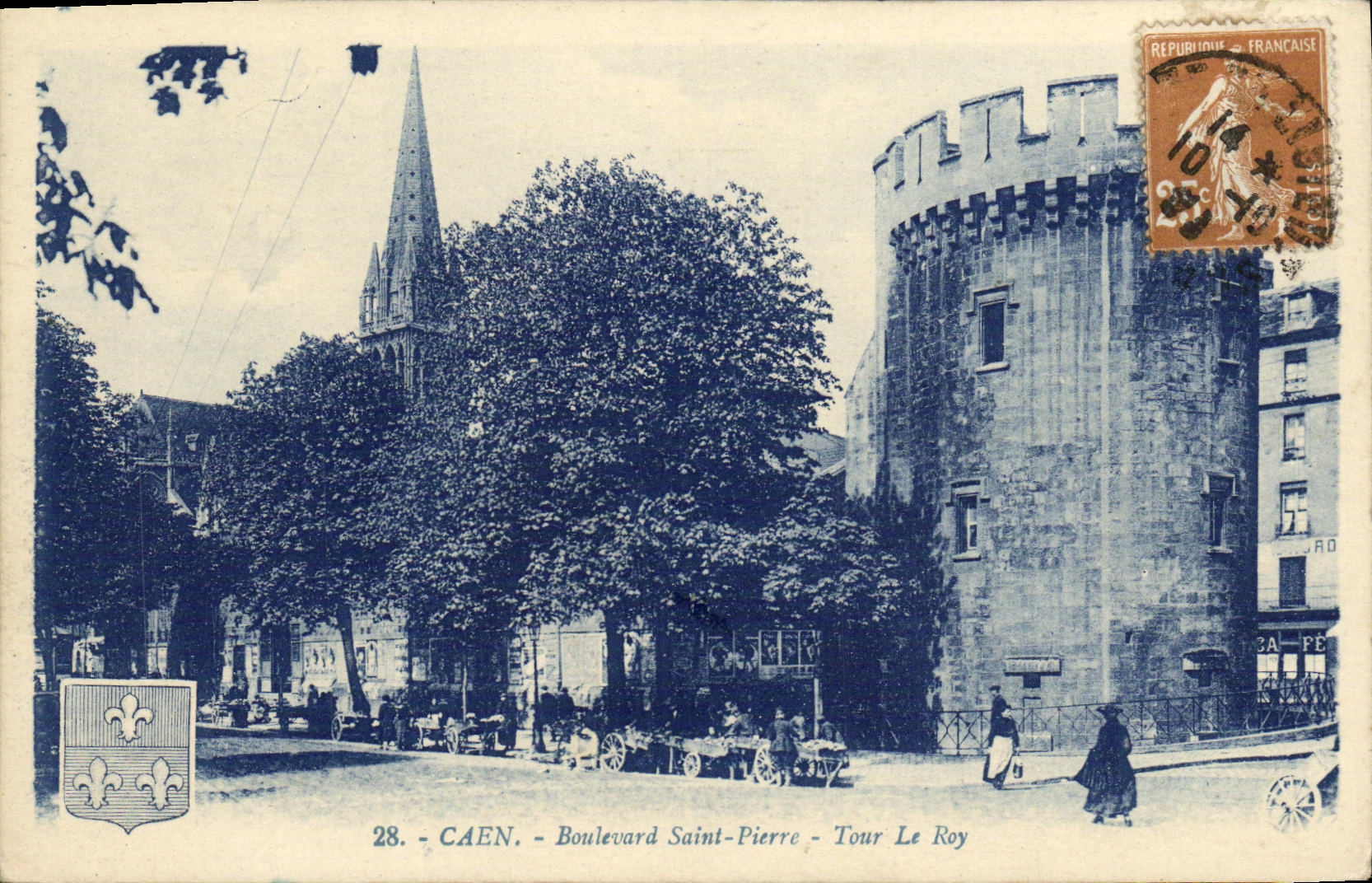 VINTAGE POSTCARD Caen Boulevard Saint Pierre the Roy Turn Goes
