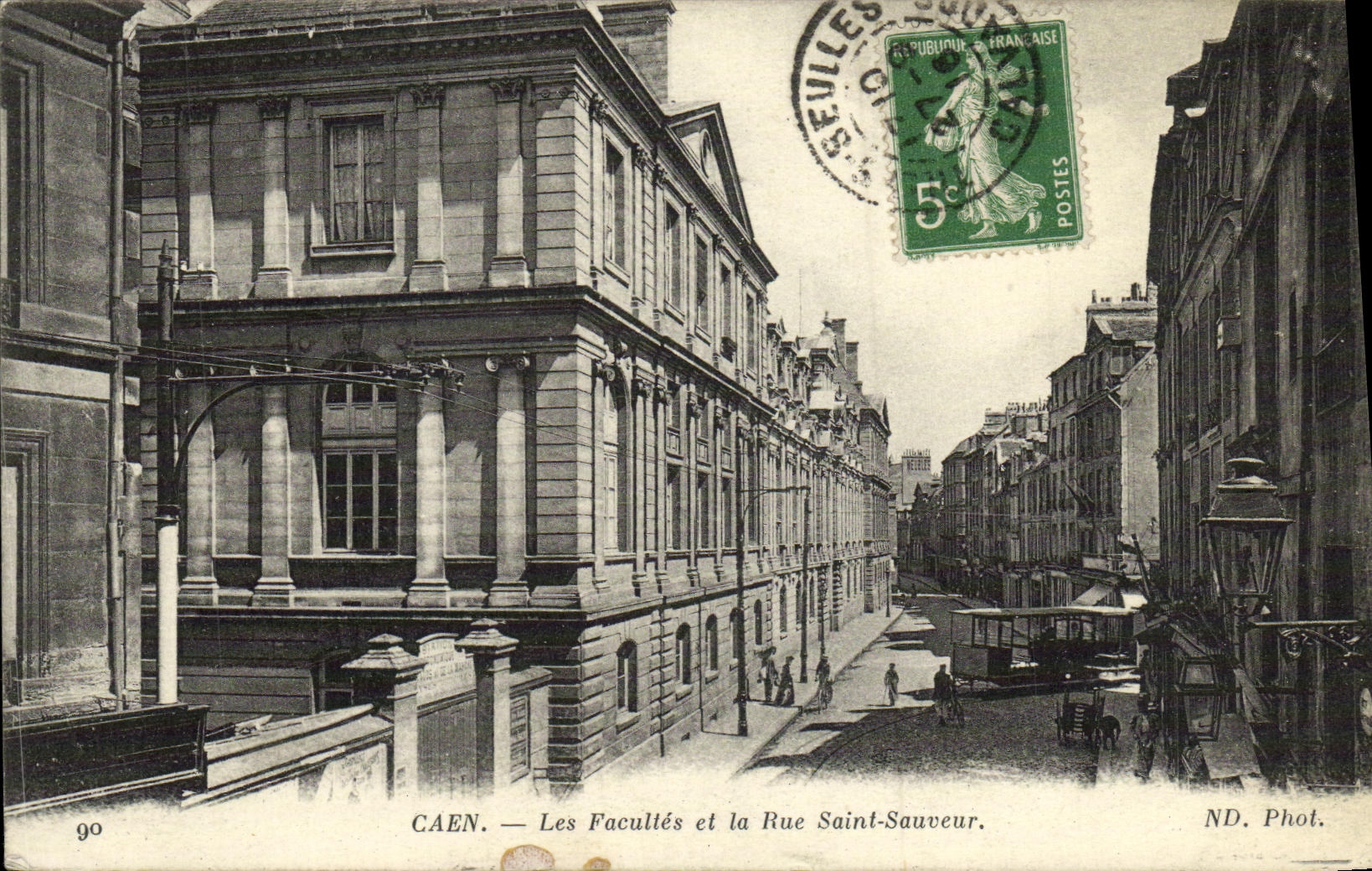 VINTAGE POSTCARD Caen Faculae and the Street Saint Saver