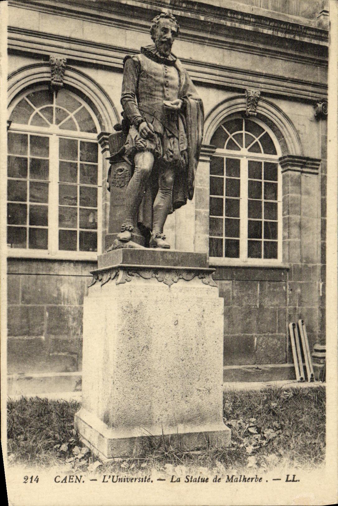 VINTAGE POSTCARD Caen L University the Statue of Malherbe