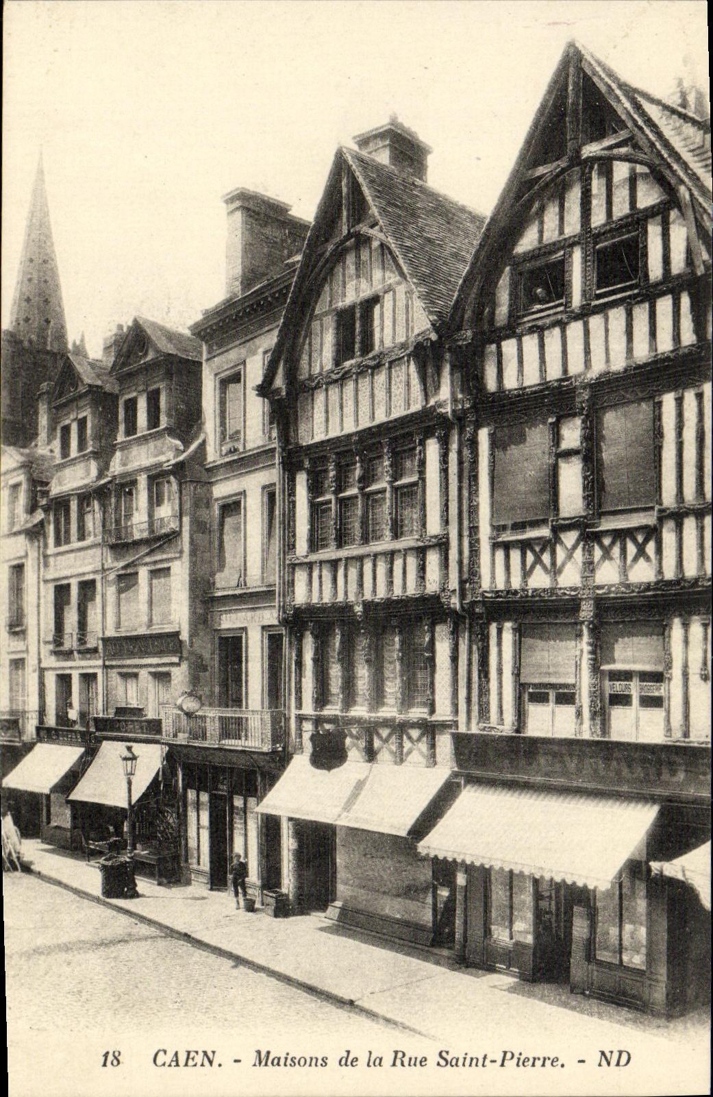 VINTAGE POSTCARD Caen Houses Street Levrard Saint Pierre