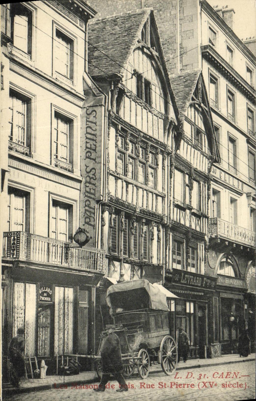 VINTAGE POSTCARD Caen Houses of Wood Street Saint Pierre