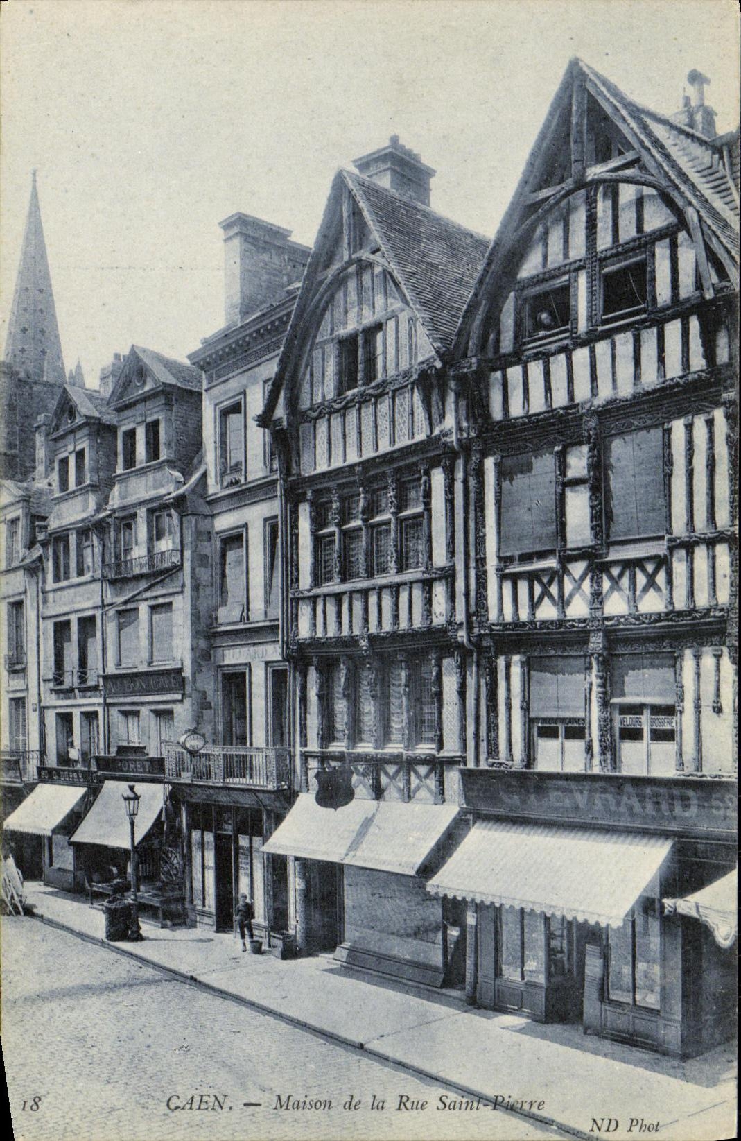 VINTAGE POSTCARD Caen House of the Street St Pierre Levrard