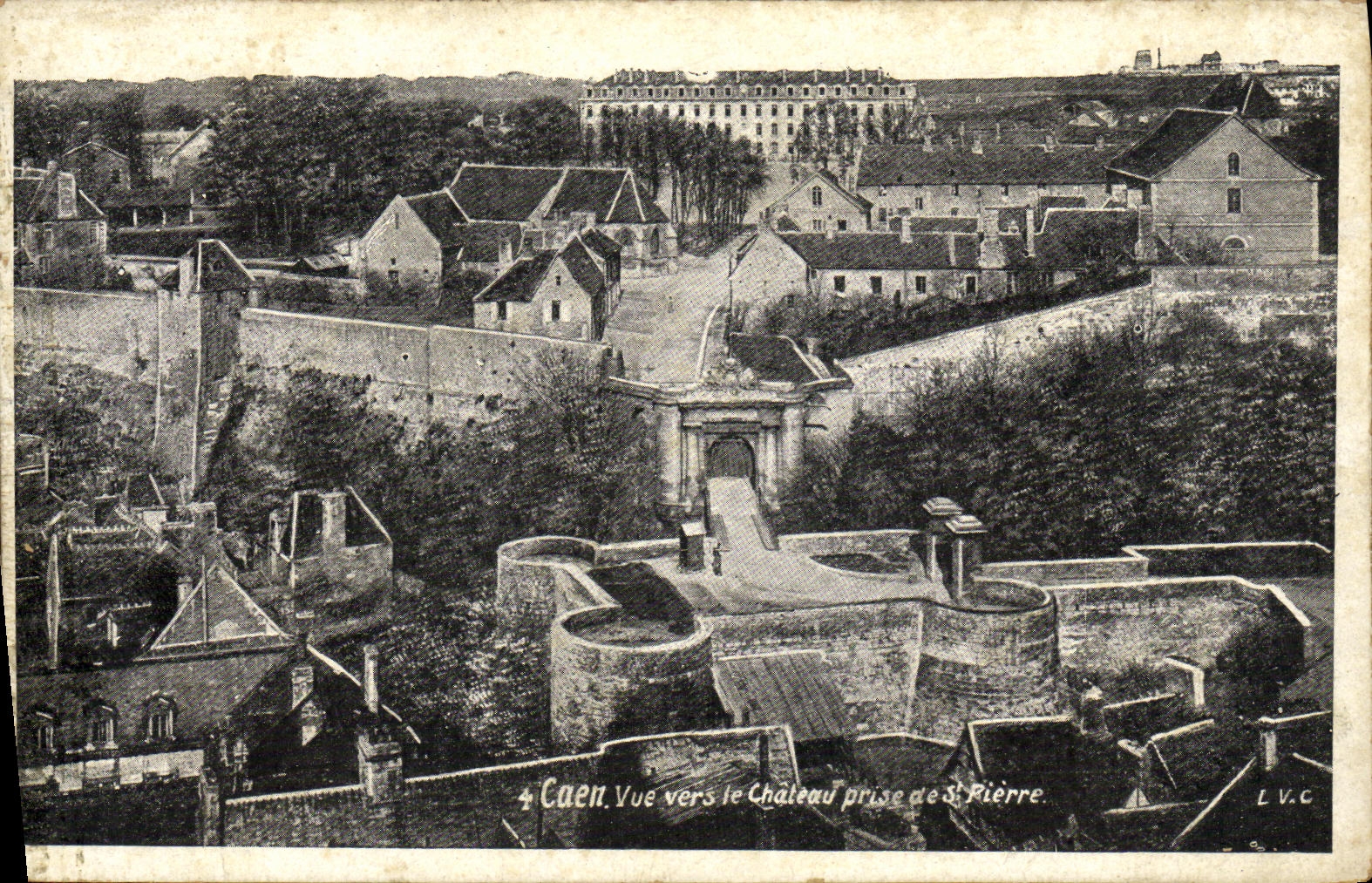 VINTAGE POSTCARD Caen Seen towards the Castle Taken of St Pierre