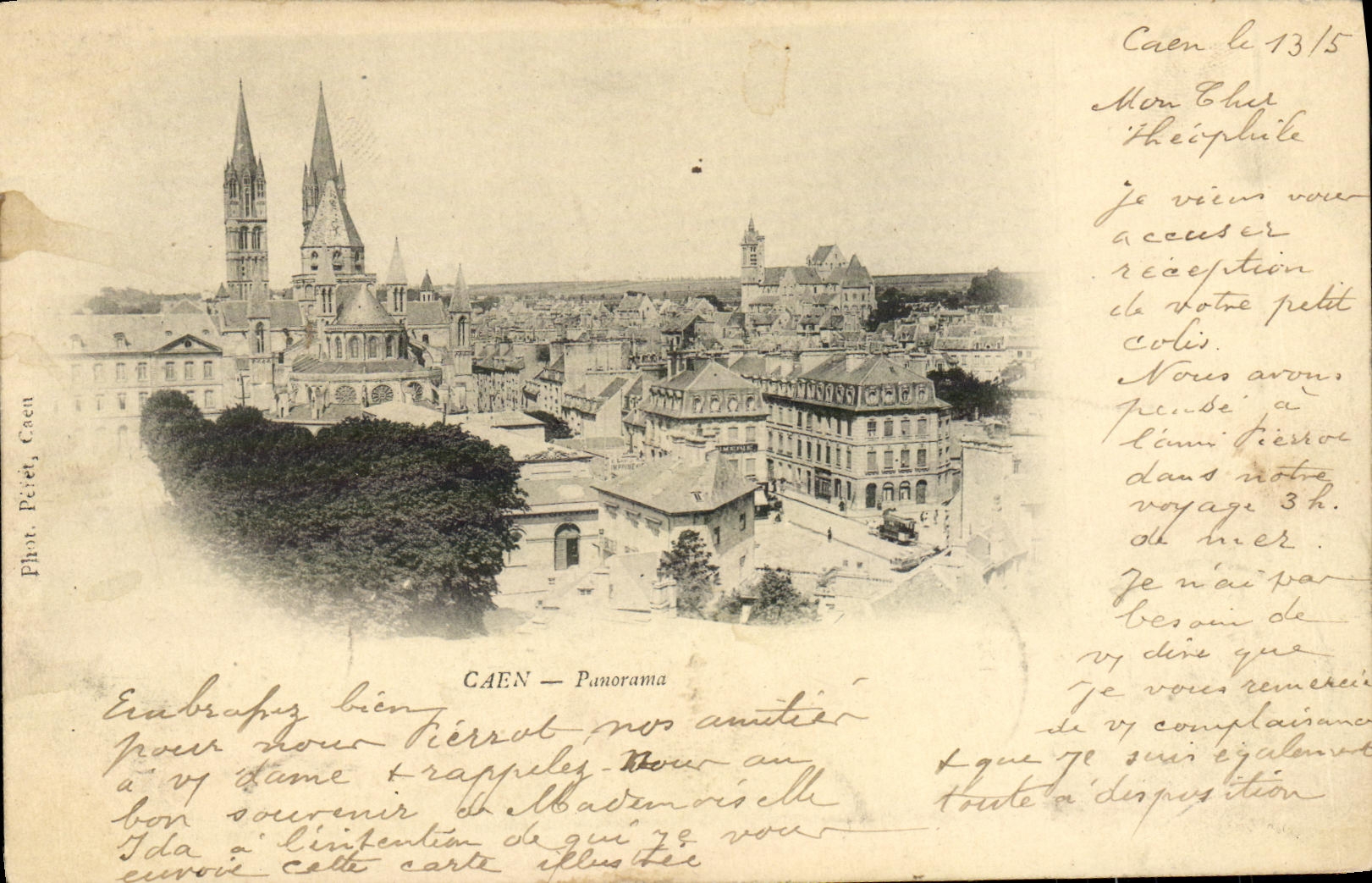 VINTAGE POSTCARD Caen Seen Panorama